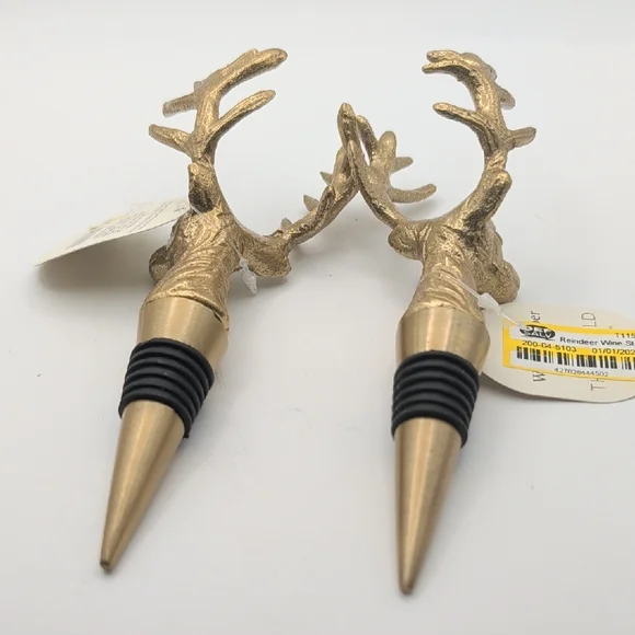 Gold Reindeer Wine Stoppers - Picture 3 of 5